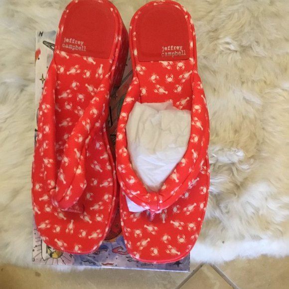 Jeffrey Campbell  lobster print sandals size 11 new - Picture 1 of 3